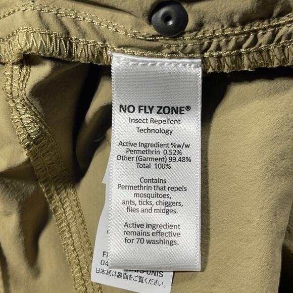 LL Bean No Fly Zone Insect Repellent Pants Men 44x32 Beige Nylon Stretch Outdoor - Picture 7 of 11